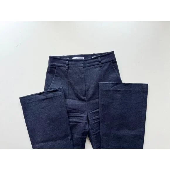 VERONICA BEARD Gracie Dark Indigo Stretch Denim Pintucked Bootcut Pants, Size 00 - Picture 12 of 15